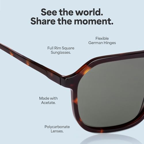 John Jacobs | Tortoise - Green Solid | Full Rim Square Stylish & Premium Sunglasses | JJ Tints | Polarized and 100% UV Protection (UV 400) | Men & Women | Extra Wide | JJ S17336
