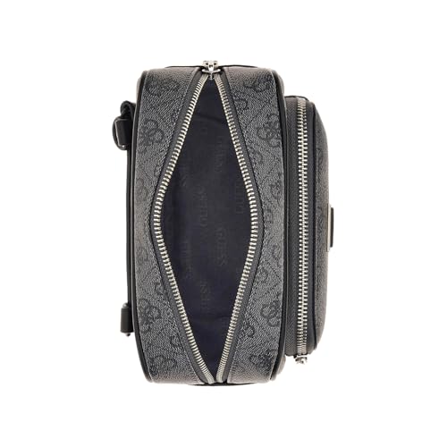 GUESS Men Grey Polyurethane Monogram Vezzola Xover Bag with Zipper