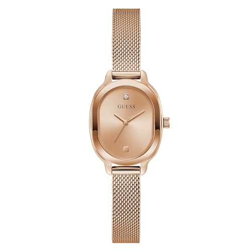 GUESS Women Oval Rose Gold-Tone Stainless Steel Analog Watch - U1492L4M