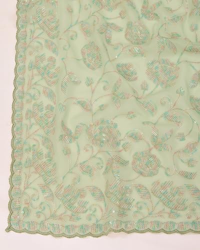 VAIRAGEE Women Green Soft Georgette Embroidery Saree (6203_2)