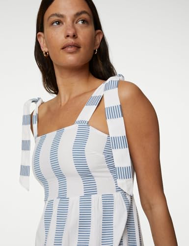 Cotton Rich Striped Midaxi Tiered Dress T527953BLUE MIX (L)