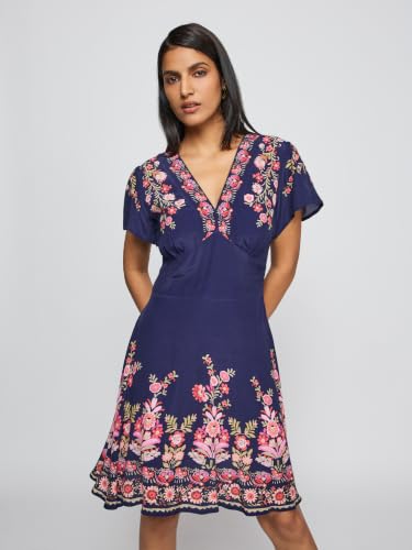 Label RITU KUMAR Navy Bloomsberry Short Dress