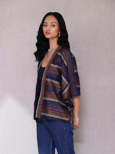 Aarke Ritu Kumar Dark Blue Yarn Dyed Shrug