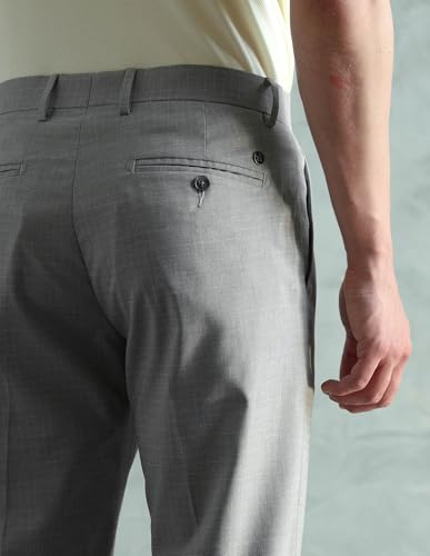 Arrow Men's Tapered Fit Mid Rise Trousers (ARAEOTR2191_Light Grey_34)