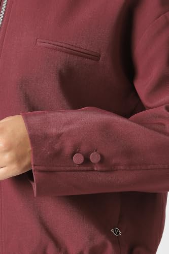 Women Maroon Solid Casual Jacket