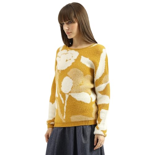 United Colors of Benetton Round Neck Floral Garden Sweater (Size: XXL)-25A1099W3M78IL15 Yellow