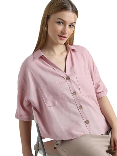 ONLY Pink Linen Short Sleeves Shirt