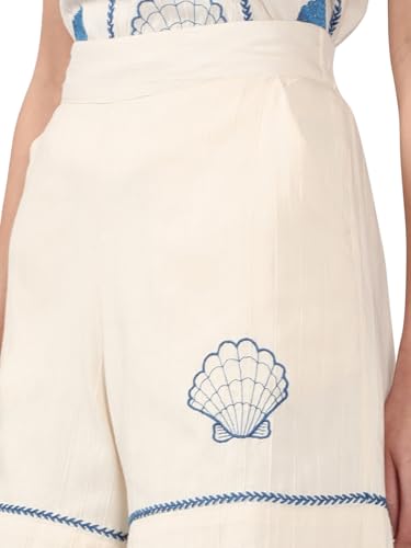 VERO MODA Women's Regular Fit High Rise White Shorts