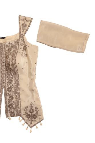 Soch Womens Cream Tissue Floral Salwar Suit With Sequins