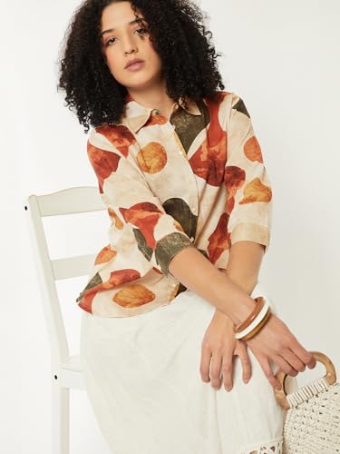 Max Women Printed Shirt(Off White_XL)