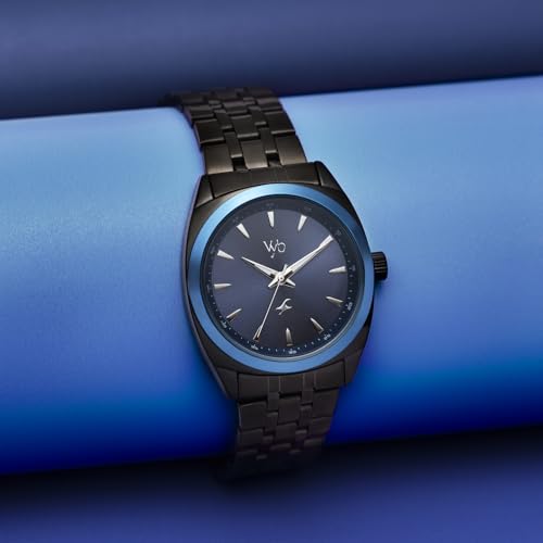 Fastrack Vyb Quartz Analog Blue Dial Black Sheet Metal Strap Watch for Men-FV30007KM02W