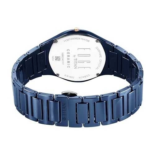 Titan Edge Bicolour Quartz Analog Blue Dial Blue Ceramic Strap Watch for Men/NT1696KC05