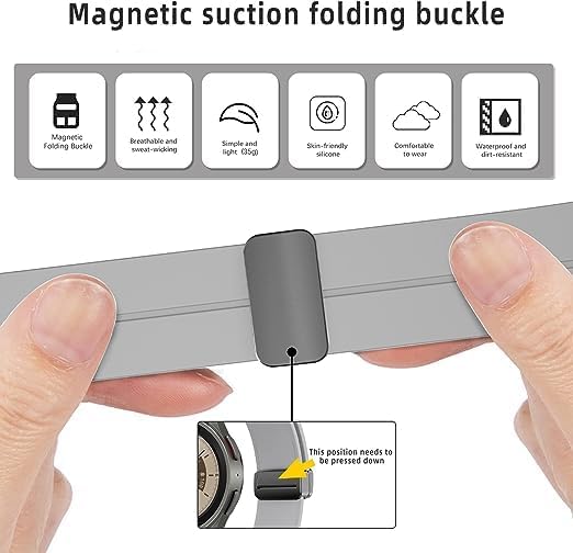 mFoniscie Soft Silicon Magnetic Lock Strap Compatible with Samsung Galaxy Watch 4 Strap 40mm|44mm, 20mm Silicone Sport Bands with Magnetic Folding Buckle