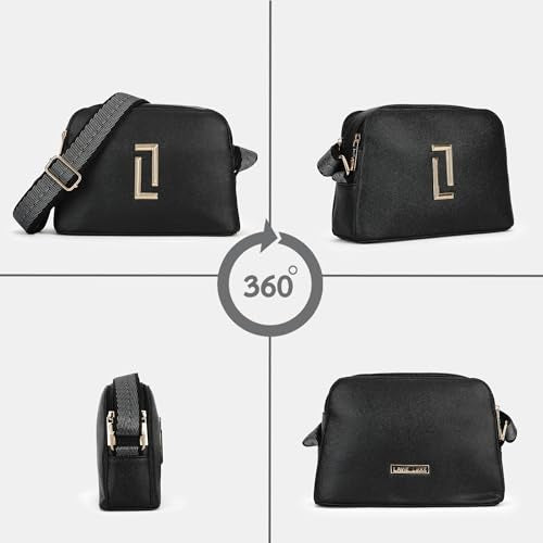 Lavie Luxe Wayne 2 Comparment Medium Solid Cross Body Sling Bag | Ladies Purse Handbag | Ladies Gift