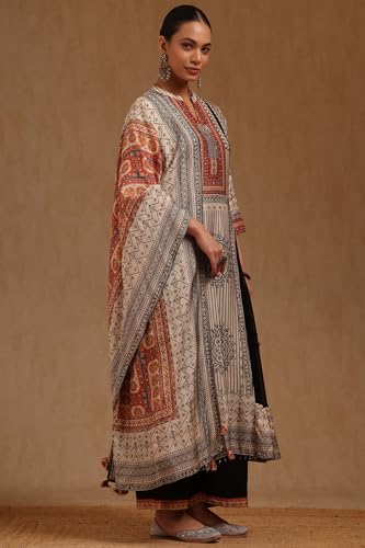 Soch Womens Black Georgette Ethnic Motifs Suit Set With Sequins