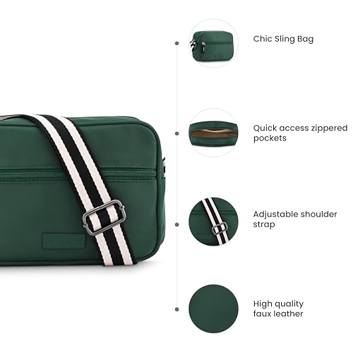 Fastrack Women and Girls Casual Sling Bag | Comes with Adjustable Sling Straps and Zipper Closure, Green