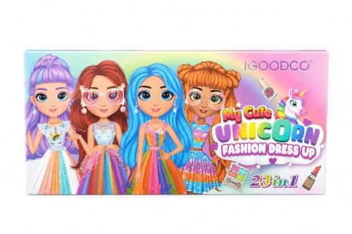 Kids Washable Makeup Kit for Girls with Mirror, Pretend Play Cosmetic Set, Eyeshadow Palette, Lip Gloss, Brushes & Accessories Gift Toy