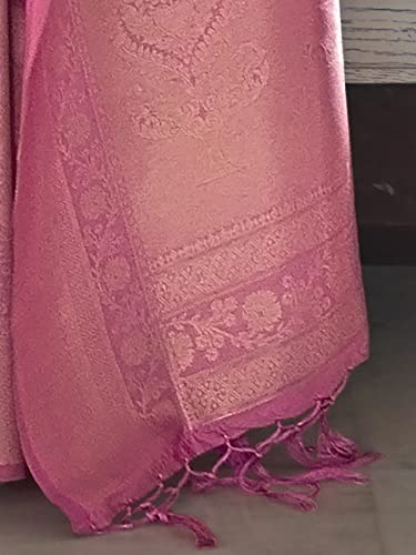 AKHILAM Women's Silk Blend Woven Design Saree With Unstitched Blouse Piece (Pink_KMBHP236001_RJ)