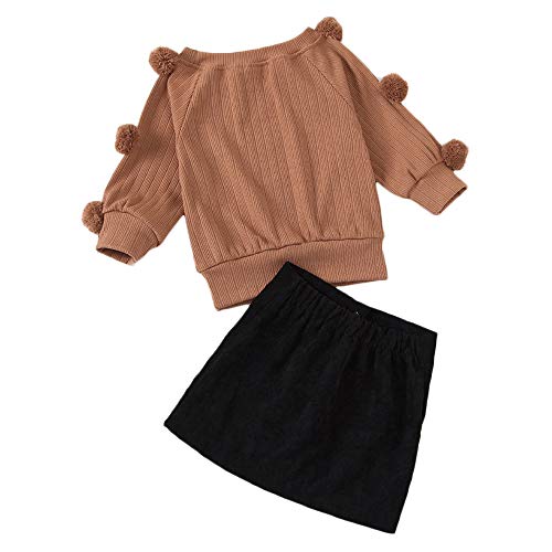 Hopscotch Polycotton Girls Solid Skirt Set In Brown Color For Ages 3-4 Years