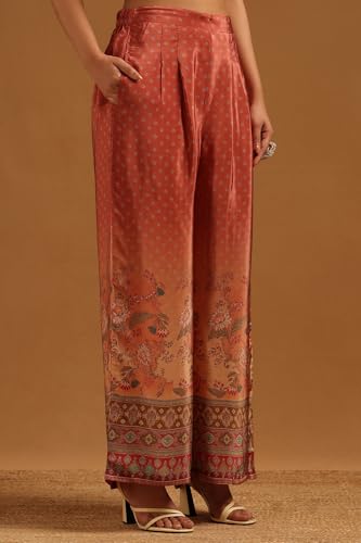 Soch Womens Rust Crepe Ethnic Motifs Co-Ords Set With Beads