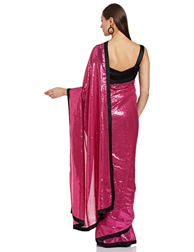 RIVER Women's 100% Polyester Saree (RS2SVSR235B_Pink)
