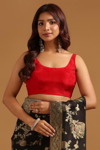 Soch Womens Black Satin Botanical Zari Woven Saree