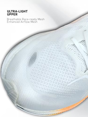 XTEP Mens High Energy Rebound I Anti-Slip I Stable Nylon TPU Support I CPU Outsole ACE Tech Running Shoe I White/Orange/Blue