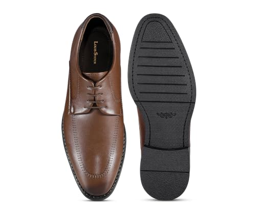 LOUIS STITCH Men’s Russet Tan Formal Lace-Up Derby Shoes | Formal Lace-Up Shoes for Men | Business & Occasion Wear | LSVSWC-1 |UK-6