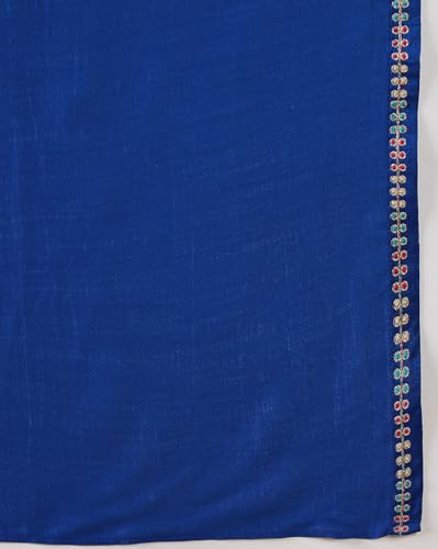 LYMI LABEL Zari Sequence Embroidered Blue Silk Blend Foil Printed Kurta Pant with Dupatta