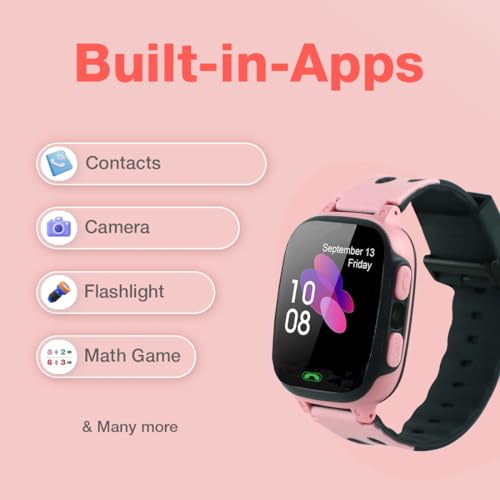 sekyo S1 Kids Smartwatch for Boys & Girls, Calling Smart Watch for Kids with Location Tracker, Camera, SOS & Safe Zone Alert, Family Chat, App Control, Airtel & Vi Micro SIM Support only -Pink
