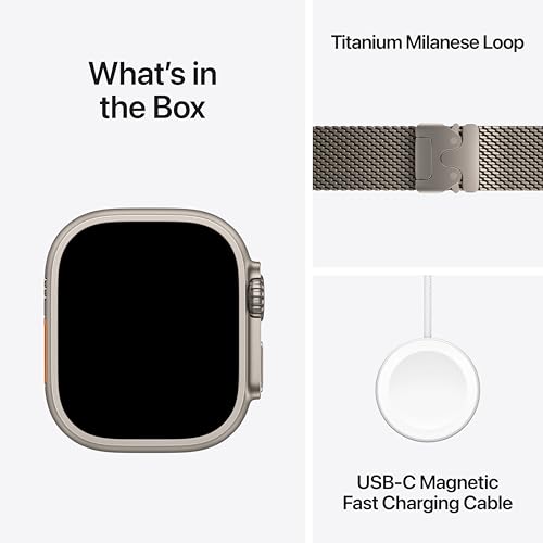 Apple Watch Ultra 3 GPS + Cellular 49mm Natural Titanium Case with Natural Titanium Milanese Loop - Medium