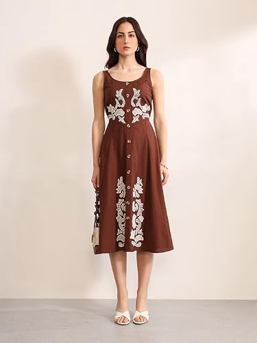 Kazo Dalton Midi Dress (Brown M)
