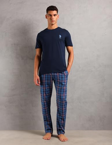 U.S. POLO ASSN. Mens Solid Cotton Sleep Sets(Navy|Navy M