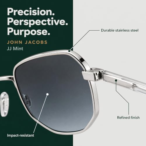 John Jacobs Grey | Full Rim Hexagonal Stylish & Premium Sunglasses | JJ Acetate | Polarized and 100% UV Protected | Men & Women | Extra Narrow | JJ S12807S