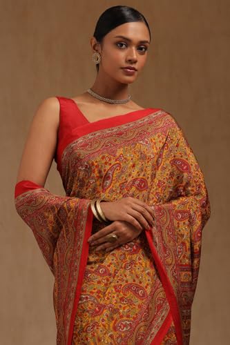 Soch Womens Red Crepe Ethnic Motifs Saree