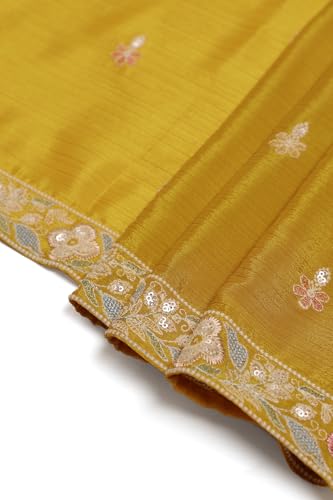 Soch Womens Mustard Chinon Embroidered Suit Set With Sequins