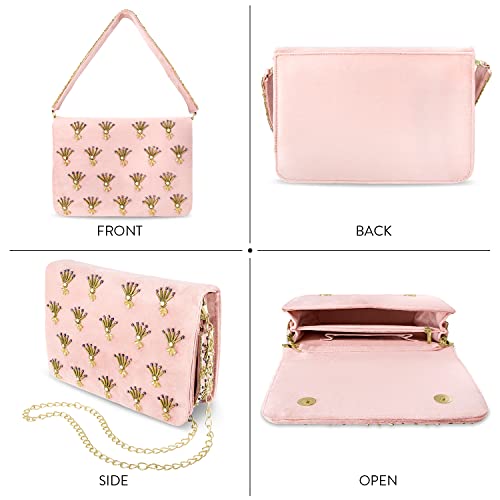 Peora Peach Clutch Purses for Women Handmade Evening Handbags Bridal Clutch(C86PCH)