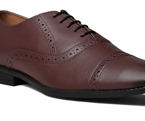 LOUIS STITCH Men's Formal Lace-up Oxford Shoes for Men | Solid Design | Ideal for Formal, Business Casual, and Parties |Rosewood, Size UK 10 (RGOXRW-)