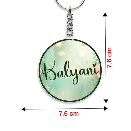 GIFTMEBAZAR Personalized Name Acrylic Keychain For Bike, Car, Bags, Home & Office | Round Keyring | Birthday Gift For Friends | Keychain Return Gift