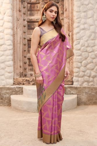 Soch Womens Magenta Tussar Zari Woven Saree