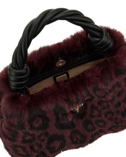 GUESS Wine Animal Print Shaida Top Handle Crossbody Bag