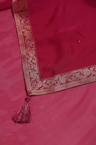 Soch Womens Magenta Dola Silk Bandhani Print Suit Set With Sequins
