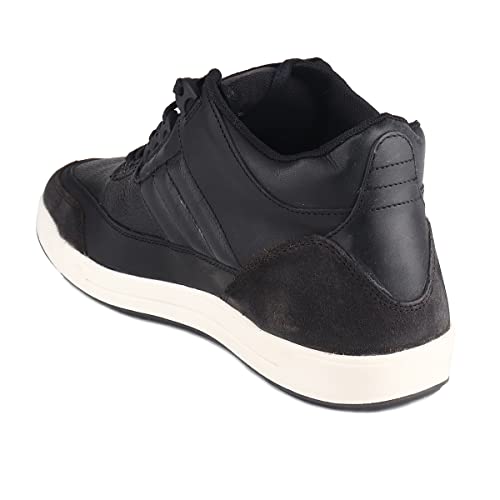 Red Chief Genuine Leather High Ankle Casual Sneakers for Men | Stylish & Comfortable Shoes | Black | RC3891