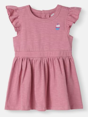 Nautinati Girls’ Print Fit & Flare Dress with Sling Bag| Cotton| Age 0-36 Months Pink
