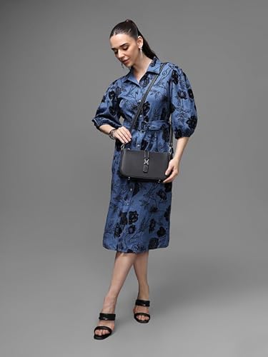 Kazo Amalfi Midi Dress with Belt (Blue_XS)