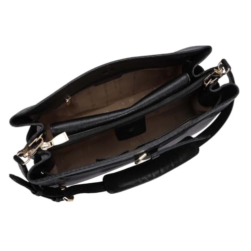 Da Milano Leather Shoulder Bag for Women - Beige & Black (LB-02225)