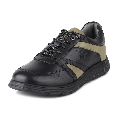 Red Chief Men's Casual Lace-Up Leather Shoes – Everyday Style with Premium Comfort | RC3950 G0070 | Olive/Black | UK9