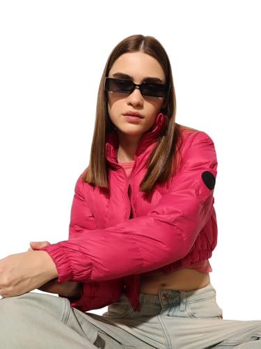 ONLY Women's Solid Regular Fit Pink Jacket