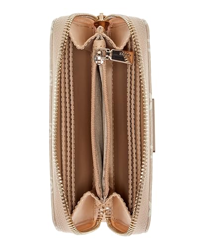 Guess Taupe Textured Zipper Laurel Medium Zip Around Wallet