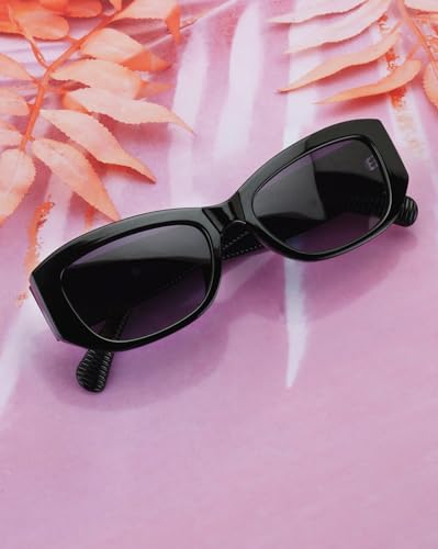 Carlton London Black Toned with Blue Polarised Lens Rectangle Sunglass for women